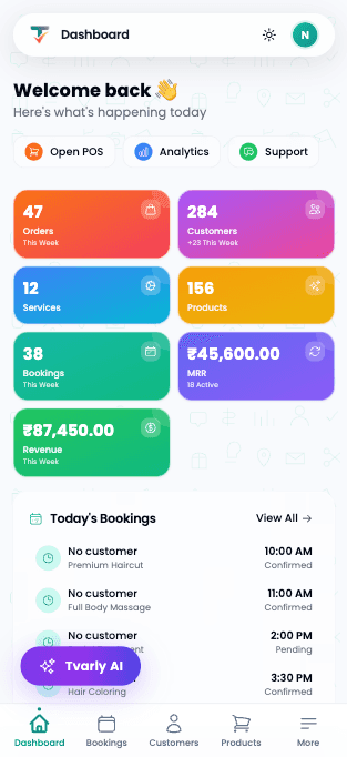 Tvarly mobile dashboard